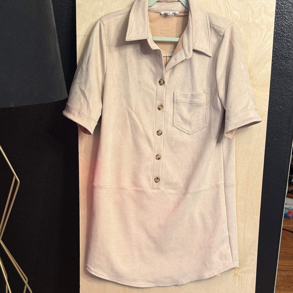 THML Beige Mini Shirt Dress